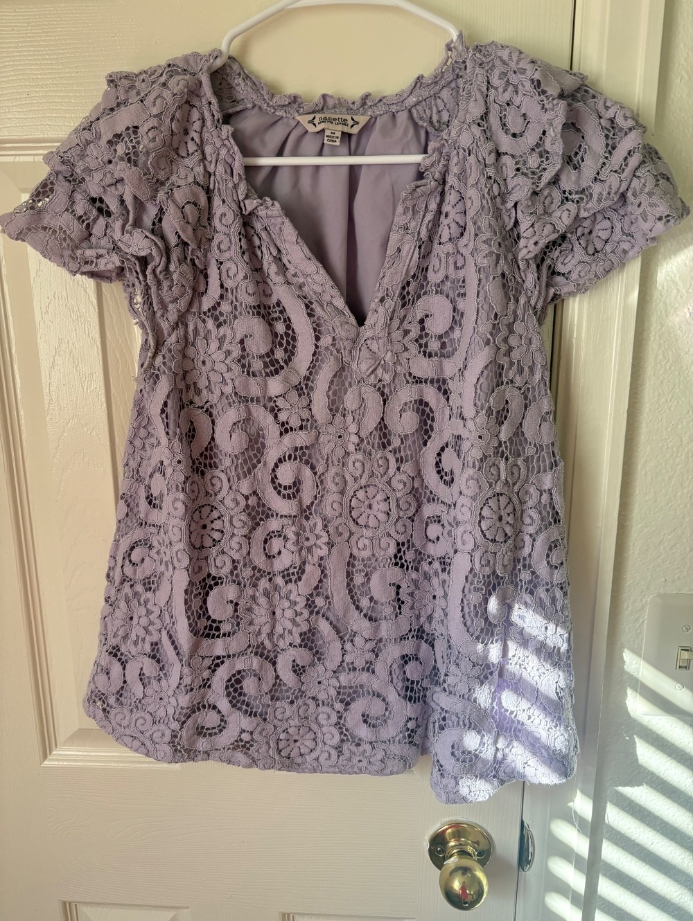 Nanette Lepore Lavender Lace Blouse Size M